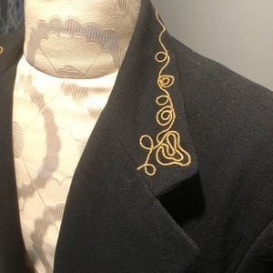 Black Blazer with Gold Embroidery